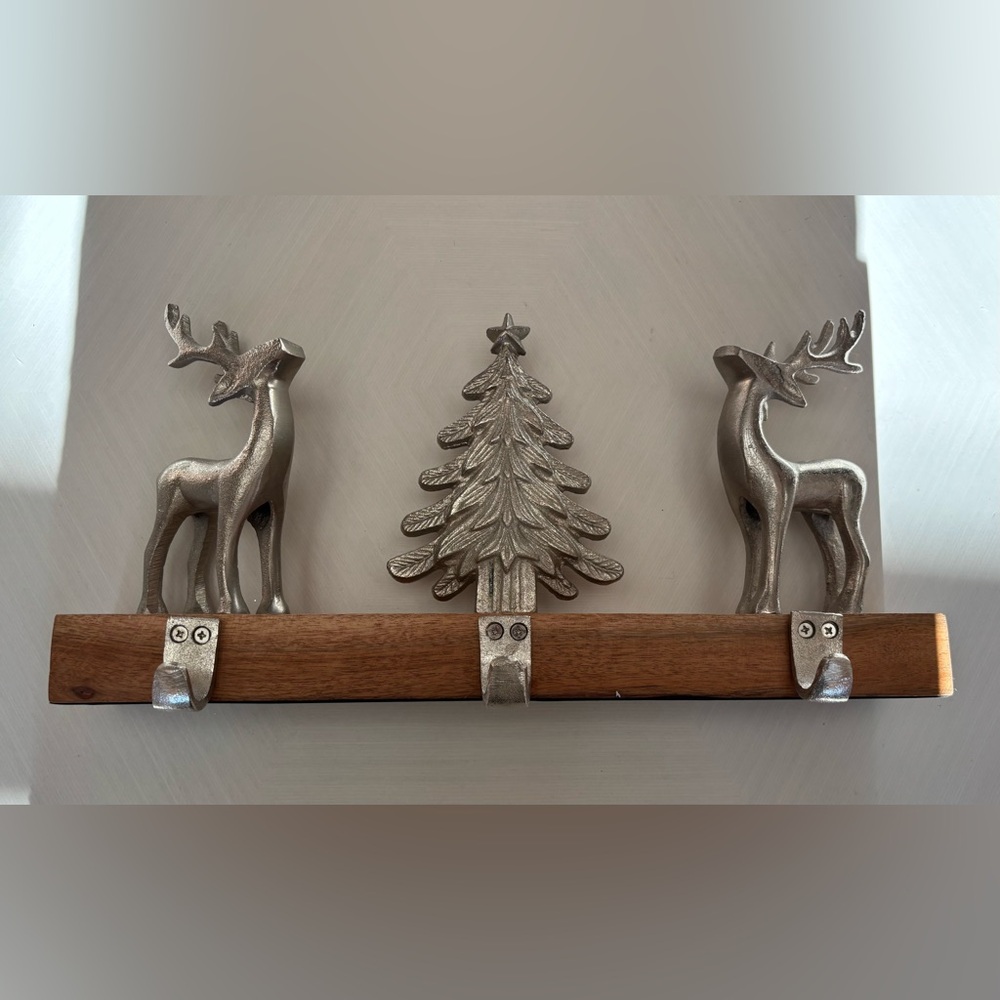 Silver Reindeer & Christmas Tree Stocking Holder Set - Picture 2 of 8